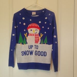 Women XS Knit Holiday Sweater in Blue BY Well Worn